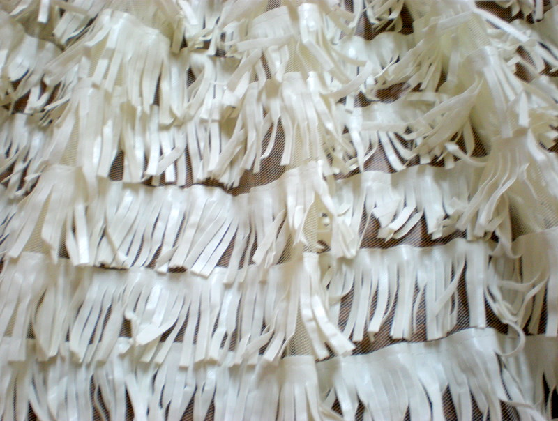 5.Off White Fake Leather Fringe Cut Fabrics